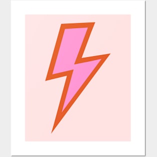 Pink and Burnt Orange Lightning Bolt Posters and Art